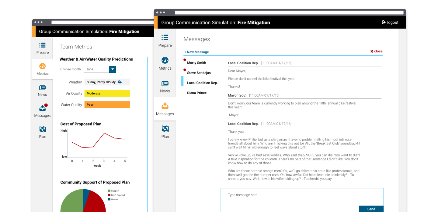 simulation metrics chat