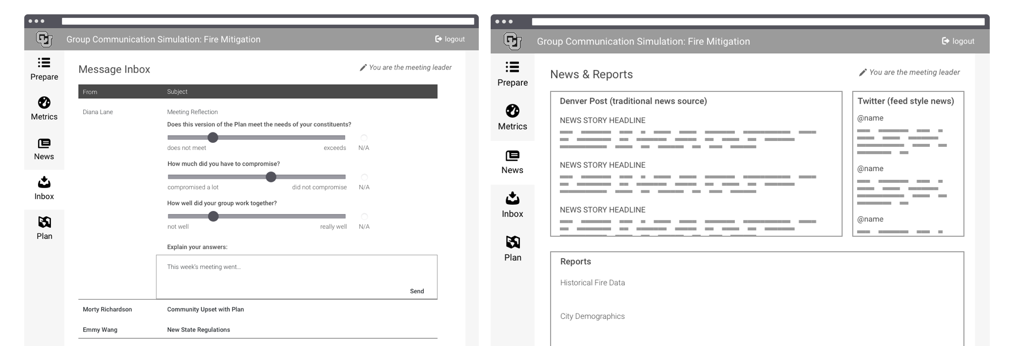 early wireframes