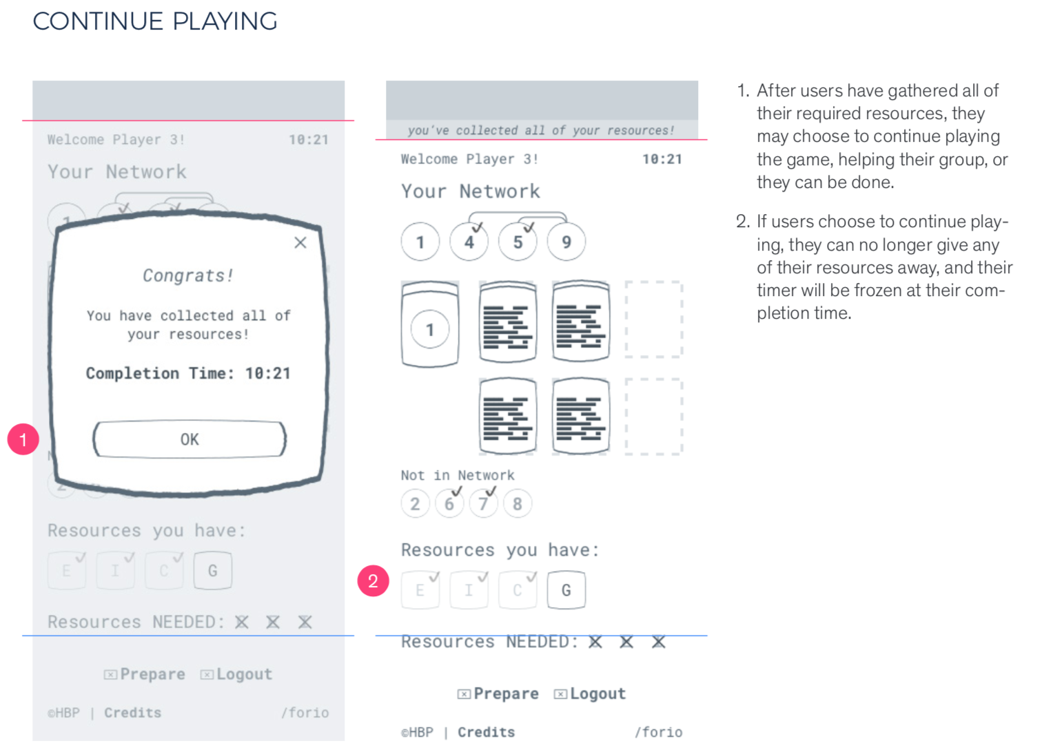 end game wireframes